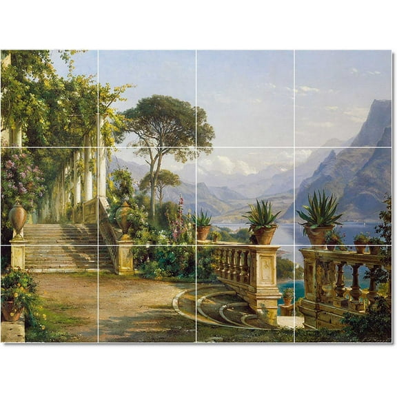 Ceramic Tile Mural-Carl Frederick Aagaard Landscapes Painting 163. 17" w x 12.75" h using (12) 4.25 x 4.25 ceramic tiles