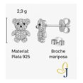 thumbnail image 2 of Aretes De Ositos Con Zirconia, Para Mujer De Plata 925, 2 of 5