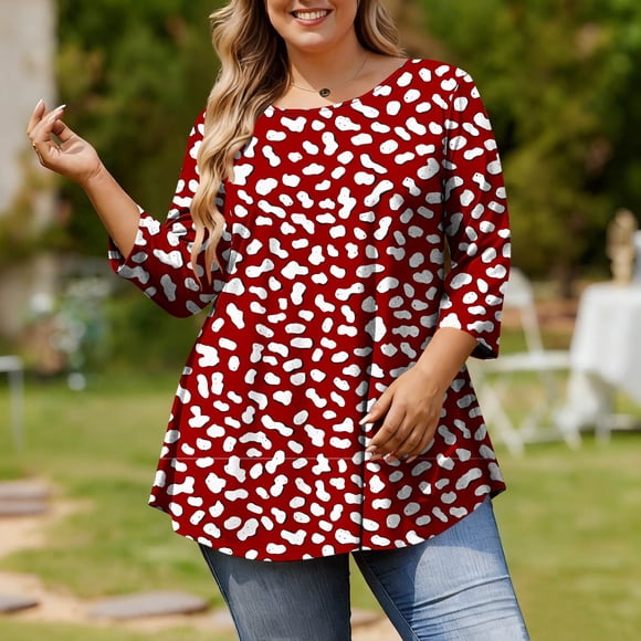 Ailaofu Plus Size Tops for Women 3/4 Sleeve Loose Shirts to Wear with Leggings Summer Fall 2026 Clothes