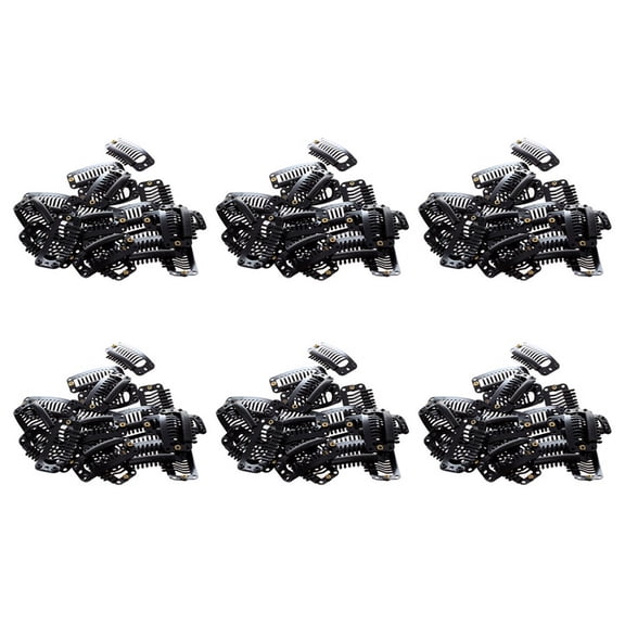 120Pcs Black Nine-Tooth Clip for Hair Extension Snap Clip for DIY Use(Black)32MM L