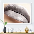 thumbnail image 3 of Close Up of Female Lips With Glittering Silver 20 in x 12 in Framed Photography Canvas Art Print, by Designart, 3 of 4