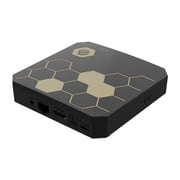BuzzTV Classic Anniversary Edition Streaming Media Player with T-350 Voice Remote, USB-C Port, Amlogic Quad Core Processor, and 4GB RAM (Gloss Black and Gold)