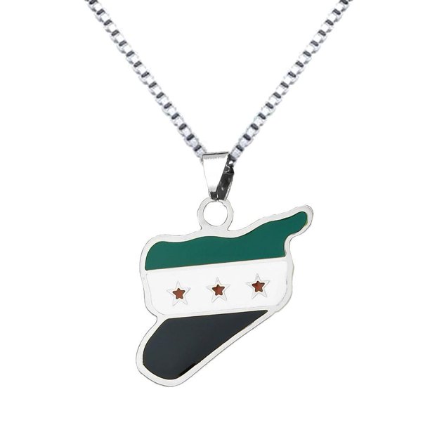 EZLIFE Collar con colgante de mapa de la bandera de Siria de acero inoxidable de tkerinse para mujeres y hombres, colgante de mapa nacional de Siria, cadena de joyería con mapa de sirios, regalo pat