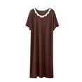 thumbnail image 1 of cfhntfmh Nuisette pour Femmes Col Rond Plissée Vêtement de Nuit Manches Courtes Bordure en Dentelle Chemise de Nuit Grande Taille Robe de Nuit de Printemps, 1 of 5
