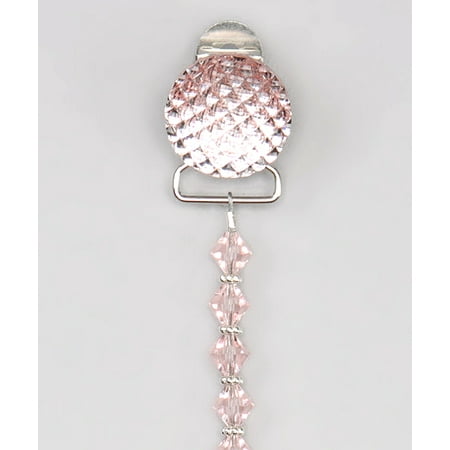 Quilted Swarovski Crystal with Swarovski Crystals and Sterling Silver Daisy Spacers Pacifier Clip