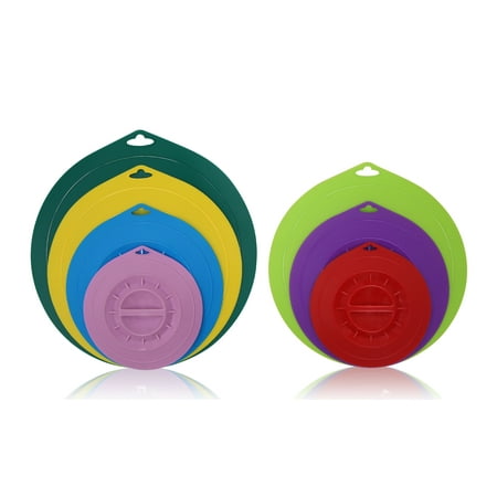 Colored Jars - Elite Cuisine ECL-7268 7-Pc Colored Round Silicone Suction Lids