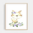 thumbnail image 2 of Baby Fox, Forest Animals, Woodland Animals, Boho, Purple Flowers, Gender Neutral Nursery - Illustration Fox Watercolor Floral Animal Whimsical Flowers Unframed Wall Art Print 36 x 48 inches, 2 of 13