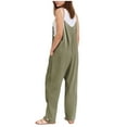 thumbnail image 3 of hotojiny Womens Jumpsuits V Neck Sleeveless Casual Overalls Spaghetti Straps Loose Long Pants Rompers with Pockets, 3 of 5