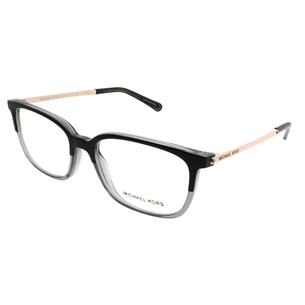 Michael Kors Bly Plastic Womens Rectangle Eyeglasses Black/Transparent Grey  53mm Adult 