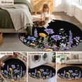 thumbnail image 6 of Spring Floral Large Area Rugs for Bedroom Living Room, Soft Non Slip Carpet Bedside Rug, Summer Botanical Elegant Black Round Floor Cover Kitchen Accent Rug 8' for Dining Room/Office, 6 of 9