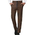thumbnail image 2 of XIAOCHA Men's Striped Slim Fit Dress Pants Straight Leg Button Fly Trousers Retro Stylish Business Casual Bottoms, 2 of 3