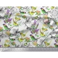 thumbnail image 3 of Soimoi Moss Georgette Fabric Floral & Sparrow Bird Printed Craft Fabric by The Yard 42 Inch Wide, 3 of 3