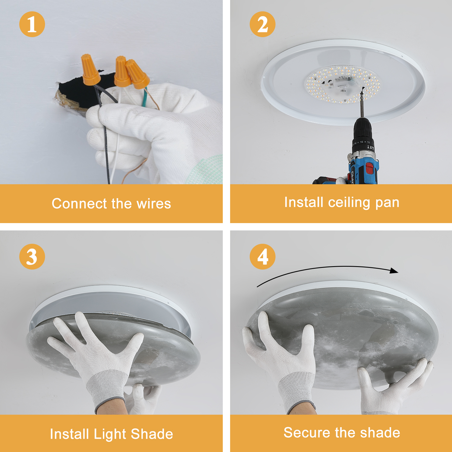 Flush Mount Fixture Ceiling Light ：15" 3D Moon Surface 5CCT Adjustable 30W LED for Bedroom, Nursery