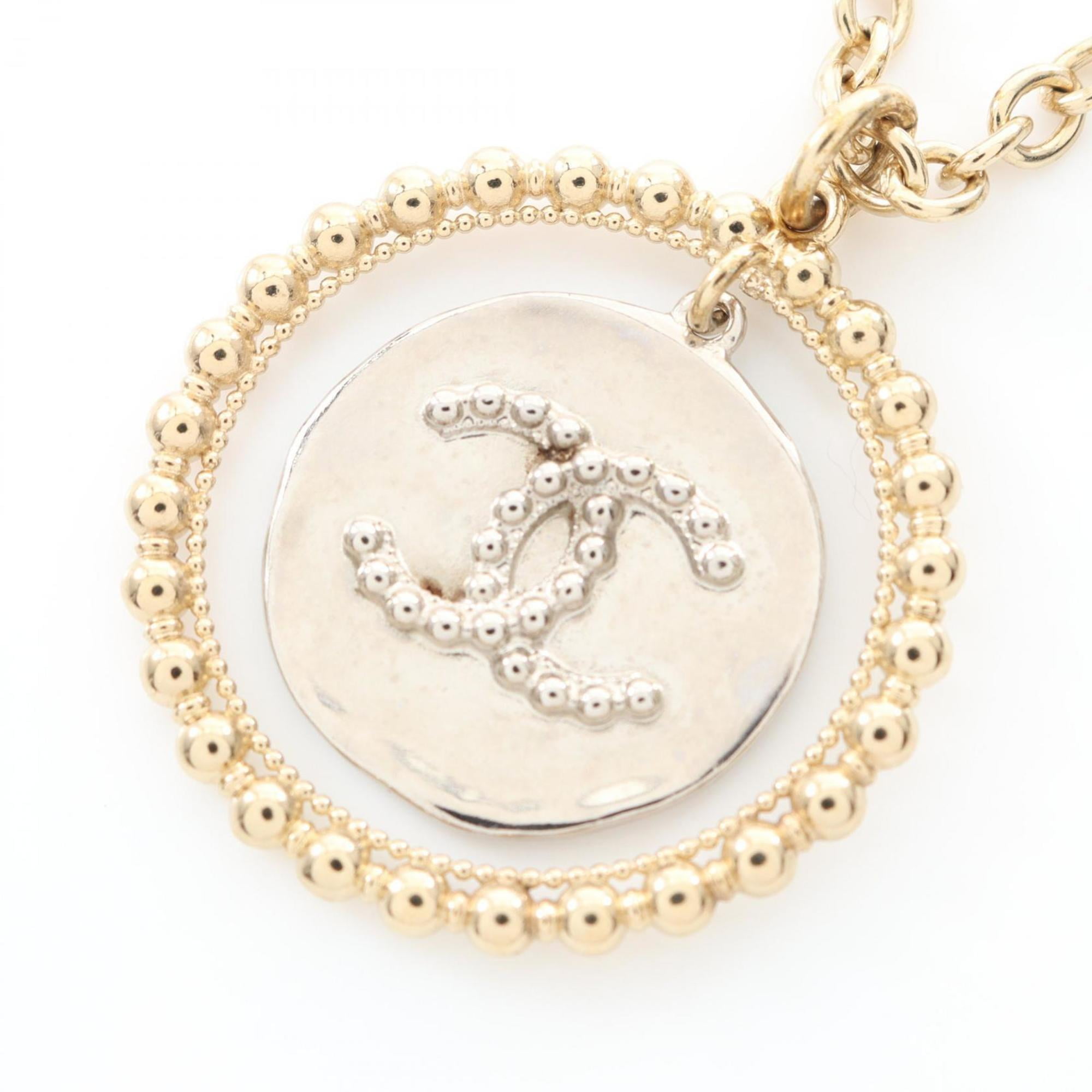 Pre-Owned CHANEL Coco Mark Necklace Jewelry GP (Gold Plated) Women's Gold and Silver (Good)