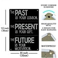 thumbnail image 2 of The Past Is Your Lesson Present Is Gift Future Is Motivation Sign Metal Tin Sign, Inspirational Quote Poster for Home Office Garden Farm Man Cave Wall Decor Plaque Sign 12x8 Inch, 2 of 4