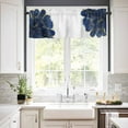 thumbnail image 3 of Navy Blue Gold Kitchen Valances for Windows 42x12 Inch Kitchen Curtains Valances Rod Pocket Abstract Line Art Troditional Ink Painting Bathroom Window Valances for Window Treatment Decor, 3 of 6