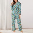 thumbnail image 2 of Kdxio Artoon Transport Women's Pajama Sets Long Sleeve Button Down Sleepwear Nightwear Soft Pjs Lounge Sets-Small, 2 of 7