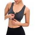 thumbnail image 2 of SHCKE Zip Front Sports Bra Wireless Post-Surgery Bra Racerback Yoga Workout Bras, 2 of 6