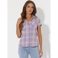 thumbnail image 2 of Unique Bargains Women's Casual Boyfriend Plaid Button Down Flannel Shirt M Pastel Purple, 2 of 5