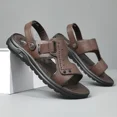 thumbnail image 3 of Mens Summer Casual Closed Toe Leather Sandals Outdoor Fisherman Adjustable Beach Shoes, 3 of 7