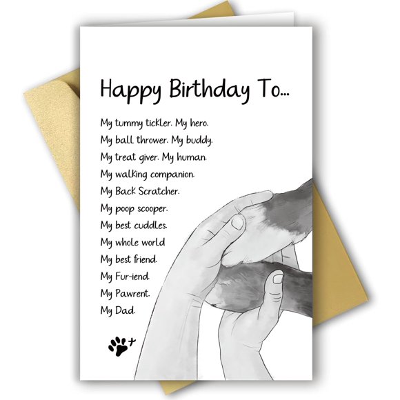 Tarjeta de cumpleaños RPJIEKINXU Romantic Dog Dad de Dog con sobre