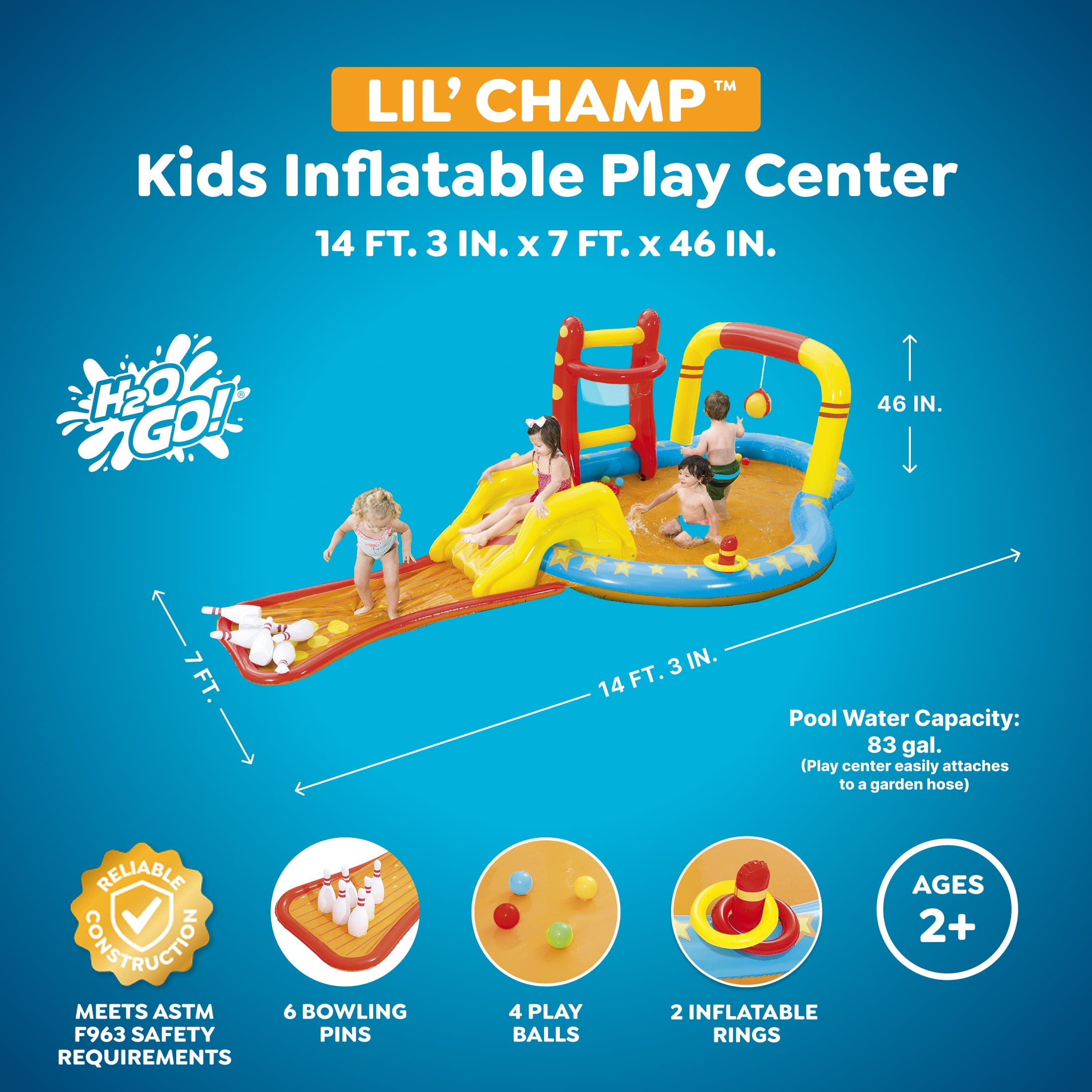 H2OGO! Lil' Champ Play Pool Center with Slide