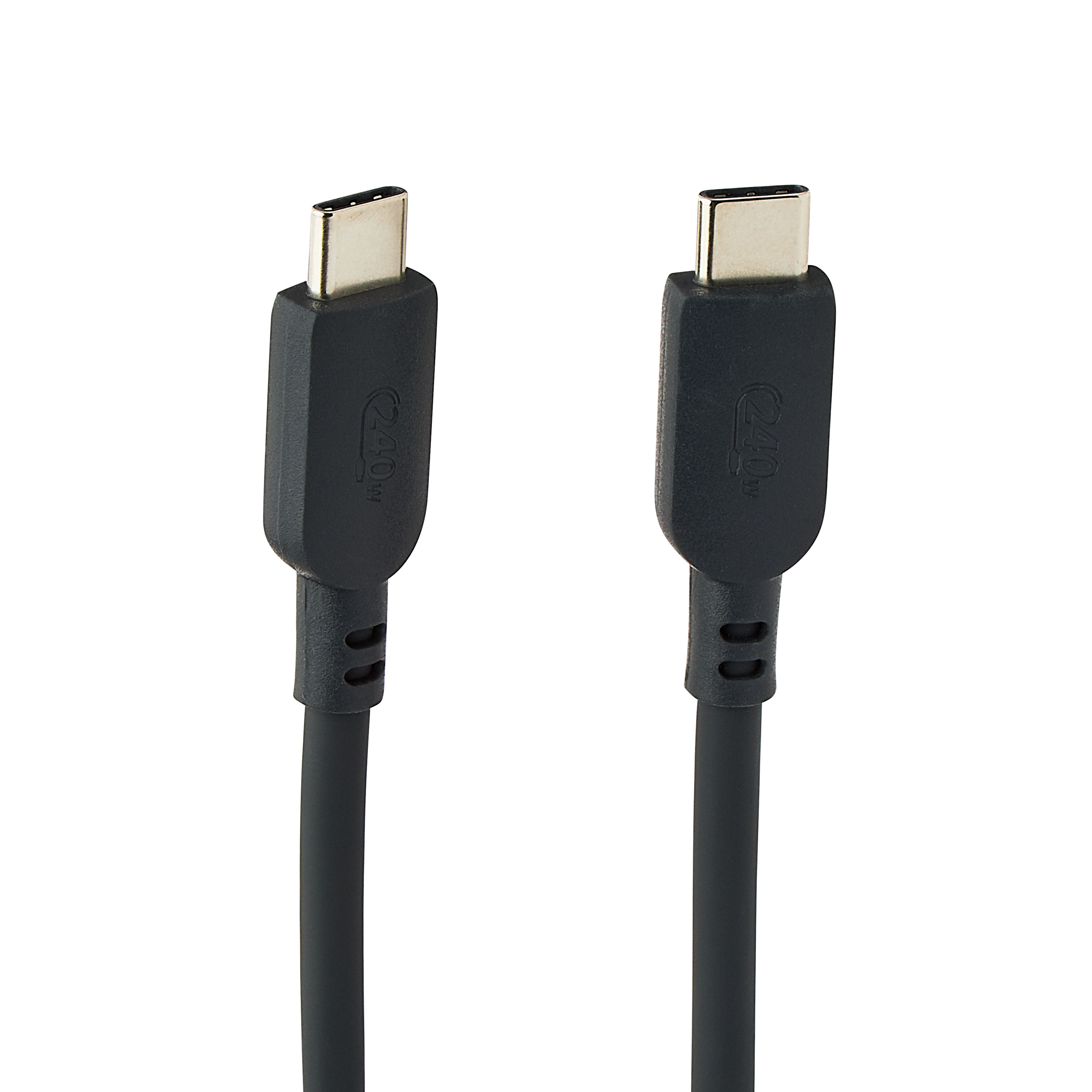 onn USB-C to USB-C Cable 6 ft, Gray photo 7