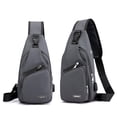 thumbnail image 4 of Tholdsy Bolsa de pecho impermeable de gran capacidad de nailon con carga USB, textura suave, durabilidad del hombro Electrónica Gris, 4 of 6