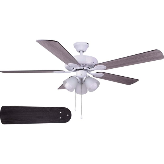 Home Impressions Villa 52 In. White Ceiling Fan with Light Kit CF52VIL5WH-B