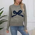 thumbnail image 2 of Arlun Cute Bow Knit Pullover Sweaters for Women Loose Fit Soft Cozy Sweater 2026 Fall Winter Crewneck Long Sleeve Lightweight Tops Fashion Outfits Daily Wear Light Gray One Size, 2 of 4