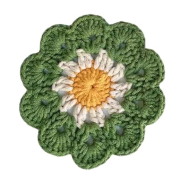 WHEANG Cute Flower Crochet Handmade Flower Knitted Cup Mats Tea For Drinks Coffee Table Desk Easter Spring Table Decor