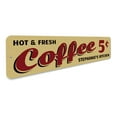 thumbnail image 3 of Hot & Fresh Coffee Novelty Sign, Metal Wall Decor - 4x18 inches, 3 of 4