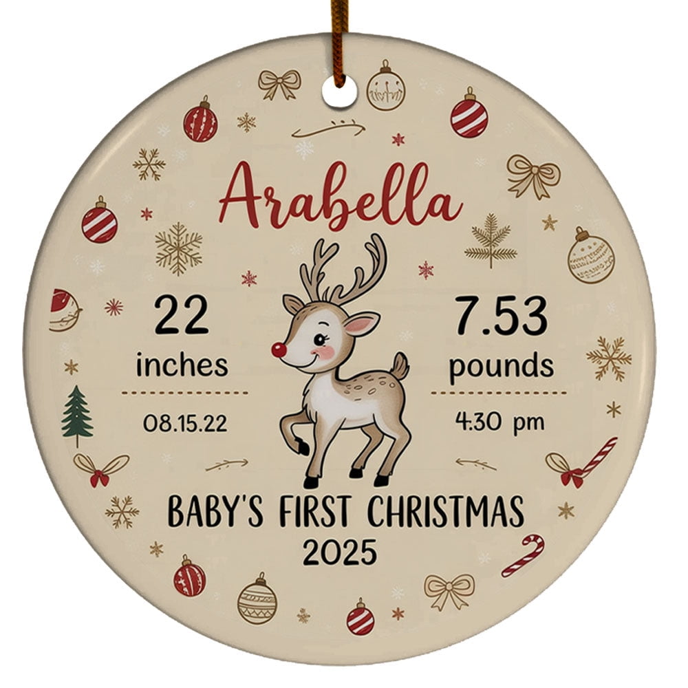 Baby Reindeer 1st Christmas Ornament 2025, Reindeer Baby's First Christmas Ornament Gift for New Dad Mom Newborn Kid