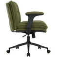 thumbnail image 3 of Criss Cross Chair with Wheels and Flip-Up Arms,Cross Legged Office Chair, Ergonomic Desk Chairs with Fabric Padded, Height Adjustable Wide Seat Swivel Chair for Home Office, Bedroom Vanity, 3 of 8