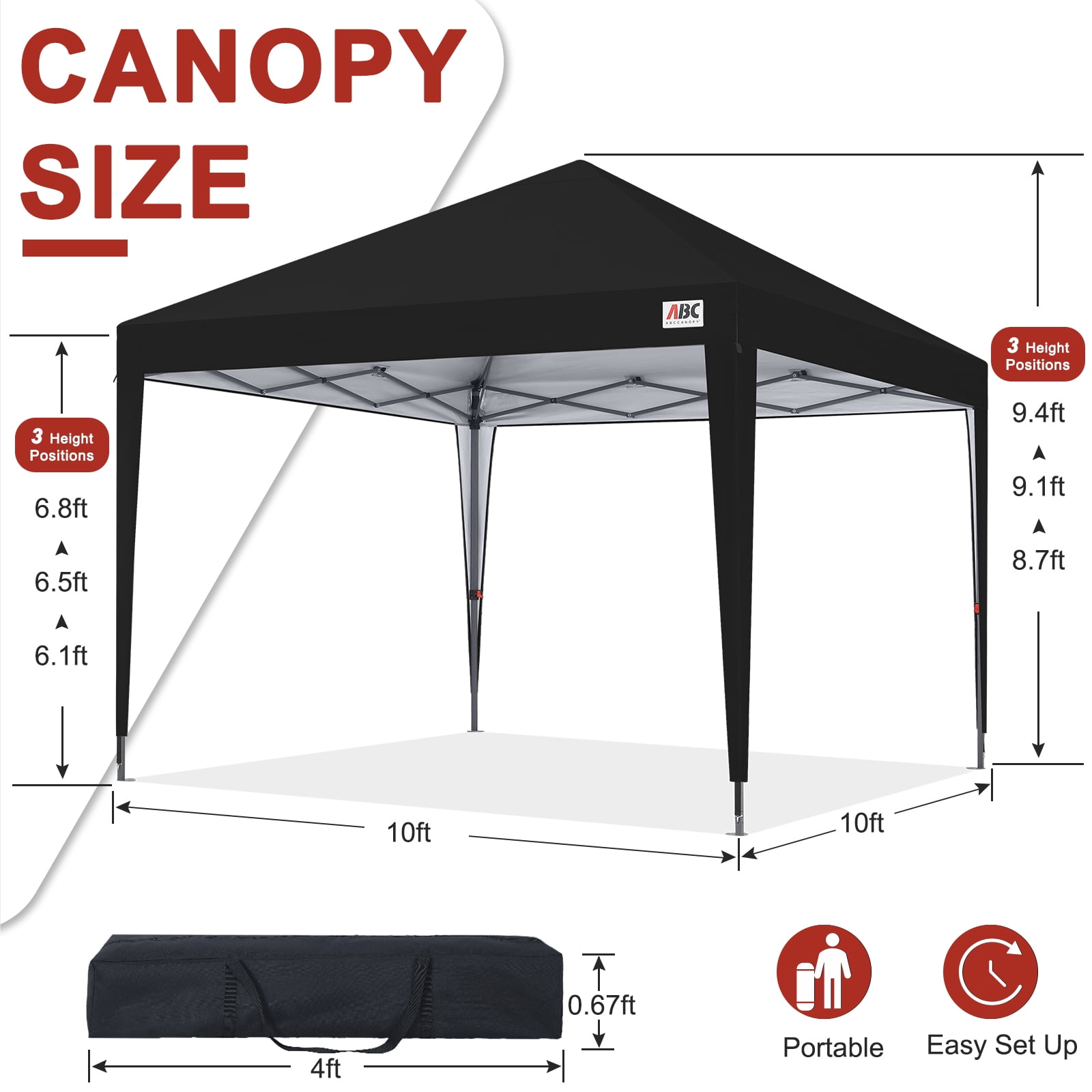 Beach Tent ABCCANOPY Pop Up Canopy Replacement Top Cover (Black
