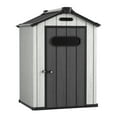 thumbnail image 3 of BaPiPro 4' x 4' Resin Outdoor small Storage Shed, Plastic Storage Shed with Lockable Door for Backyard, Black & Grey, 3 of 10