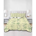 thumbnail image 2 of Quilt King Size Bedding Set, Yellow Green Coastal Reversible Summer Quilt 3 Pieces, Starfish Nautical Ocean Sea Wooden Lightweight Bedspreads Coverlets with 2 Pillow Shams for All Seasons, 2 of 5