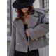 thumbnail image 5 of Abrigo informal de lana sintética para mujer, chaqueta de manga larga con cuello vuelto y una hilera de botones, novedad de otoño, 2024, 5 of 5