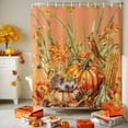 thumbnail image 3 of Shower Curtain 48"W x 72"L Fall Thanksgiving Robin Wheat Hedgehog Pumpkins Brown Fabric Shower Curtains Set with Hooks Water Repellent Bathroom Curtains Machine Washable Bathroom Accessories, 3 of 6