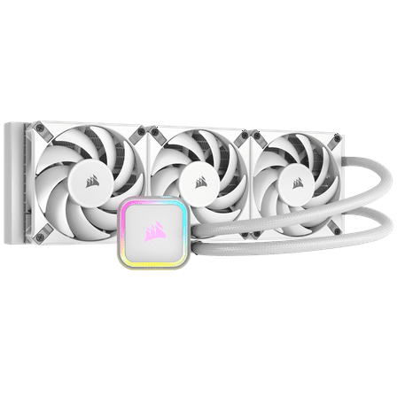 Corsair iCUE H150i RGB ELITE Liquid CPU Cooler - White - 442.1 gal/min Maximum Airflow - 1850 rpm - Liquid Cooler Cooler - Compatible Intel Socket: LGA-1700, LGA-1200, H3 LGA-1150, H4 LGA-1151, H2 ...