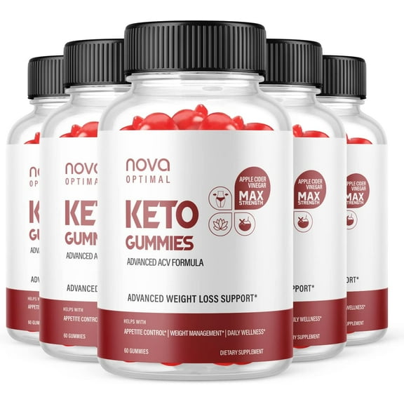 (5 Pack) Nova Optimal Keto Gummies - Supplement for Weight Loss - Energy & Focus Boosting Dietary Supplements for Weight Management & Metabolism - Fat Burn - 300 Gummies