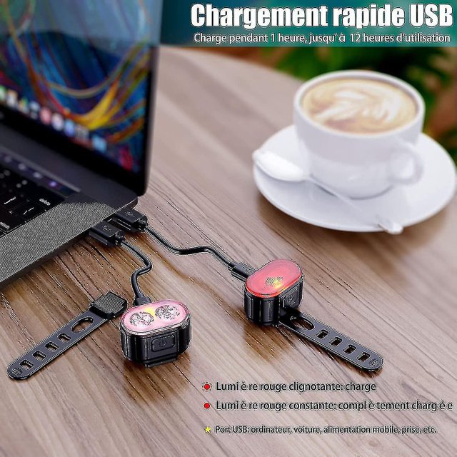 2 luces Led para bicicleta, luces delanteras y traseras recargables por Usb, luces Led impermeables para bicicleta XianweiShao 8390612072529