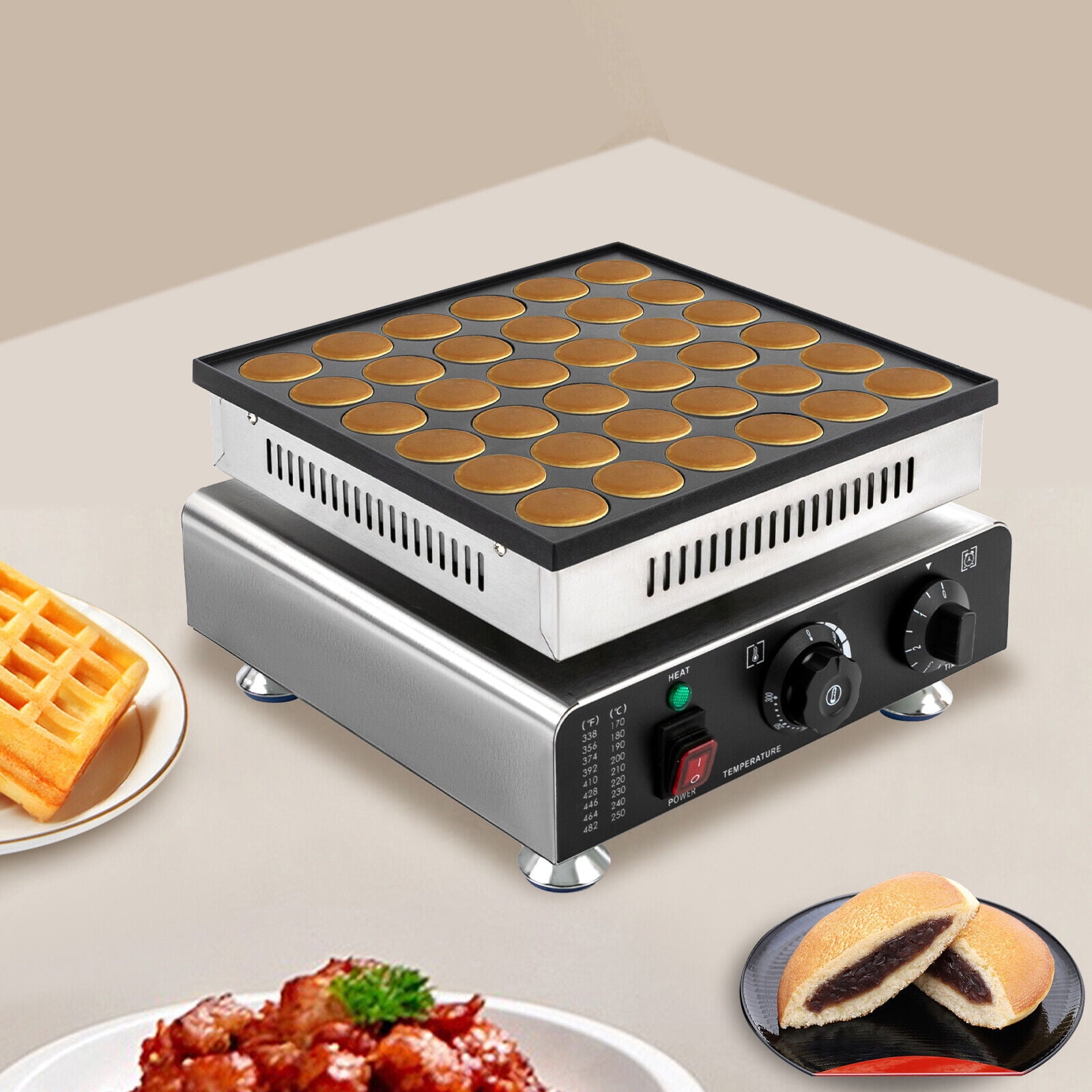 Mini Pancake Baker, 36-Hole Pancake Maker, Corded Electric Waffle Machine 110V