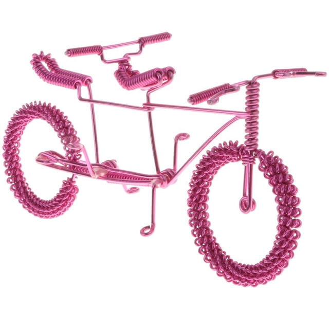 Modelo tándem de metal para manualidades, colección para el hogar, decoración de escritorio, juguetes para aficionados al ciclismo Rosado