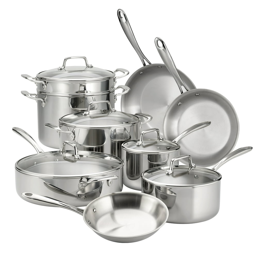Tramontina 14-Piece Tri-Ply Clad Stainless Steel Cookware Set, with Tramontina Stainless Steel Cookware Set