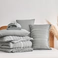 thumbnail image 4 of Davulos 7 Pieces Queen Comforter Set,Soft Striped Pattern Bed in a Bag Queen Size, All Season Bedding Set with Comforter, Flat Sheet, Fitted Sheet, Pillowcases & Shams,Grey, 4 of 7
