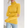 thumbnail image 4 of Suéteres Acanalados para Mujer, Lindos Suéteres de Punto de Cuello Alto, Ajustados y Cálidos Amarillo un Tamaño, 4 of 7