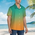 thumbnail image 3 of Fuzoiu Orange To Teal Gradient1 Print Hawaiian Shirt for Men, Summer Beach Casual Short Sleeve Button Down Shirts, Men’s Beach Summer Shirts with Pocket,XX-Large, 3 of 7