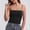 Black, variant on Women's Solid Color Lifting Tank Top with Gathering Fold Detail