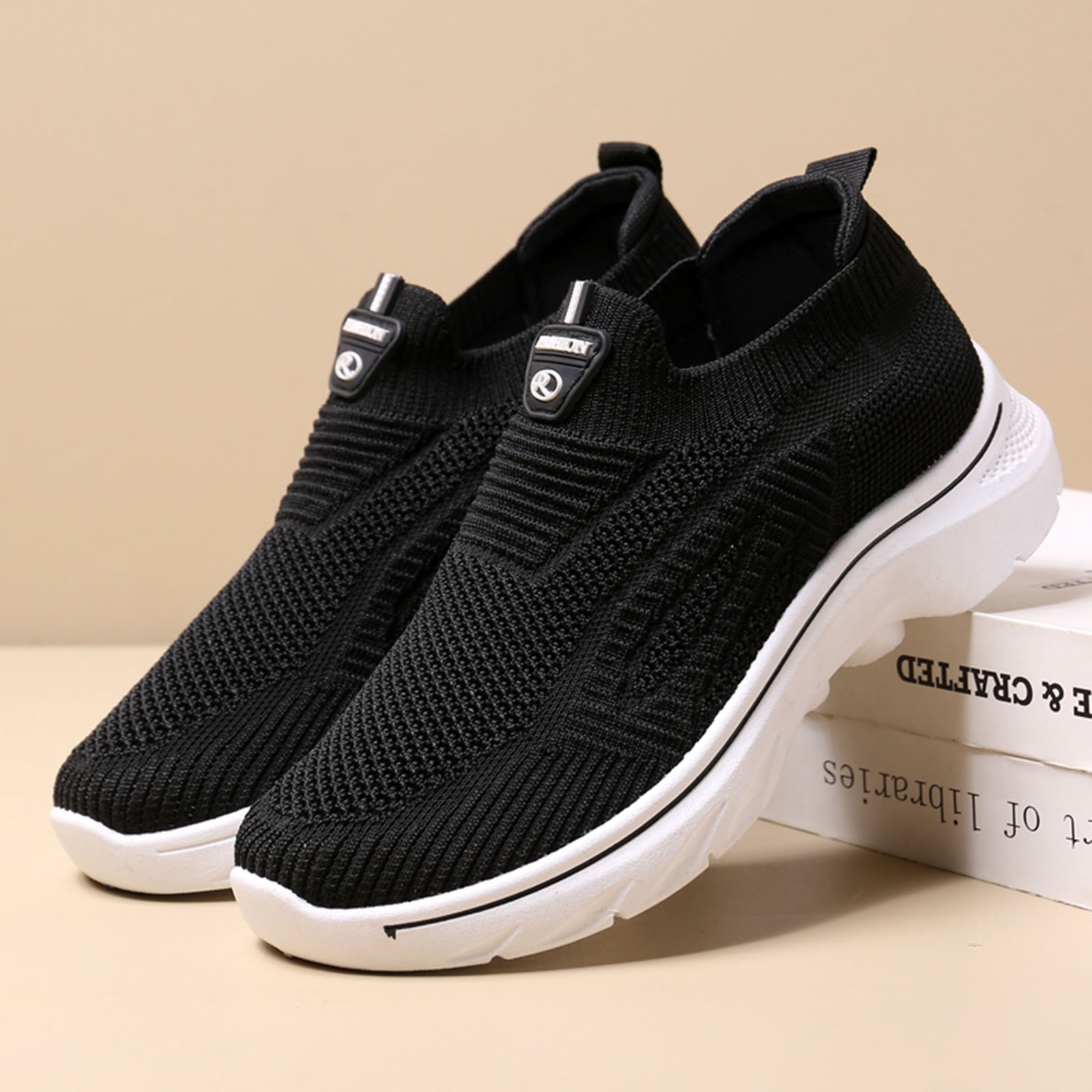 Womens Sneaker Women's Walking Shoes Slip On Casual Mesh-Comfortable Tennis Workout Sneakers Black,40